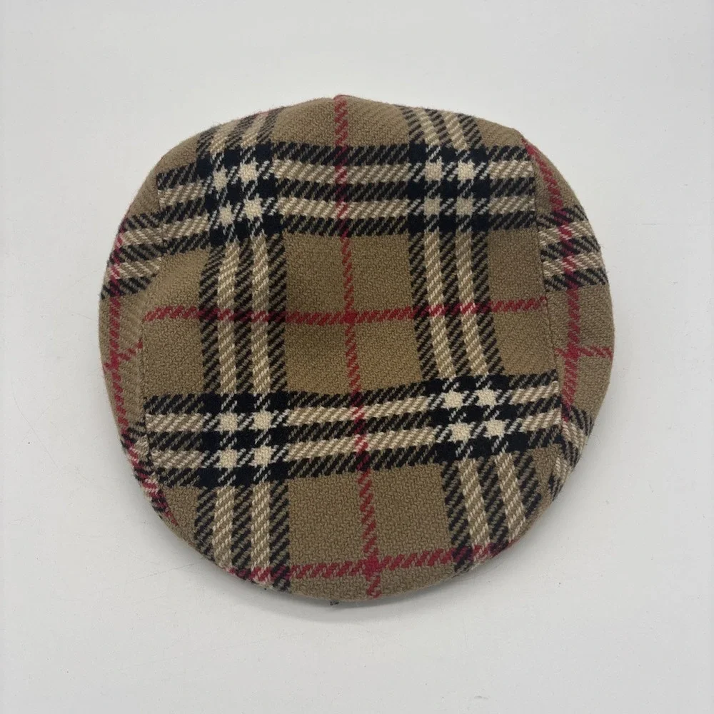 Vintage Burberrys Hat Men-L (Beige Nova Check Wool Cabbie) 9 1/2 X 9 1/2